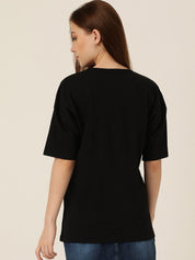 Kotty Typography Printed Drop-Shoulder Sleeves Oversized T-shirt