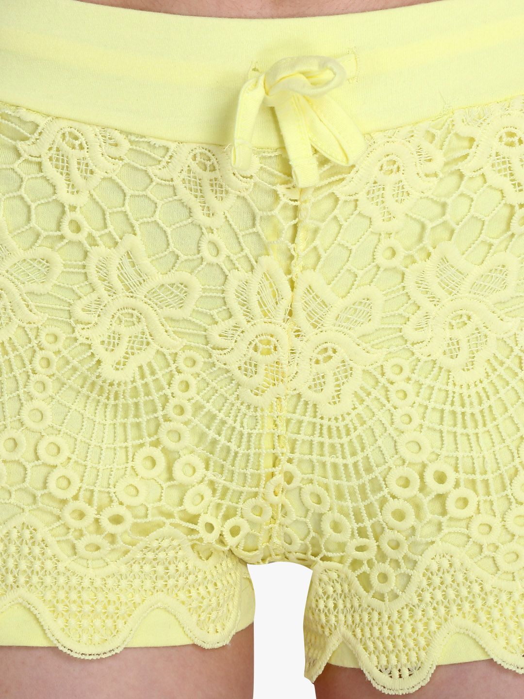 Kotty Women Yellow Self Design Regular Fit Regular Shorts