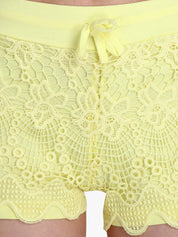Kotty Women Yellow Self Design Regular Fit Regular Shorts