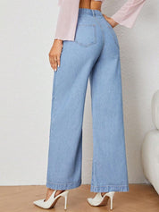 Kotty Women Wide Leg High-Rise Clean Look Stretchable Jeans