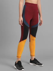 Kotty Women Yellow & Maroon Colourblocked Tights