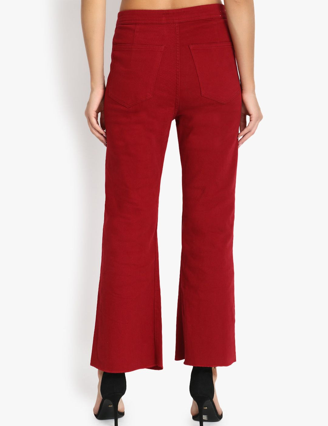 Kotty Women Maroon Flared High-Rise Clean Look Stretchable Jeans