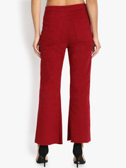 Kotty Women Maroon Flared High-Rise Clean Look Stretchable Jeans