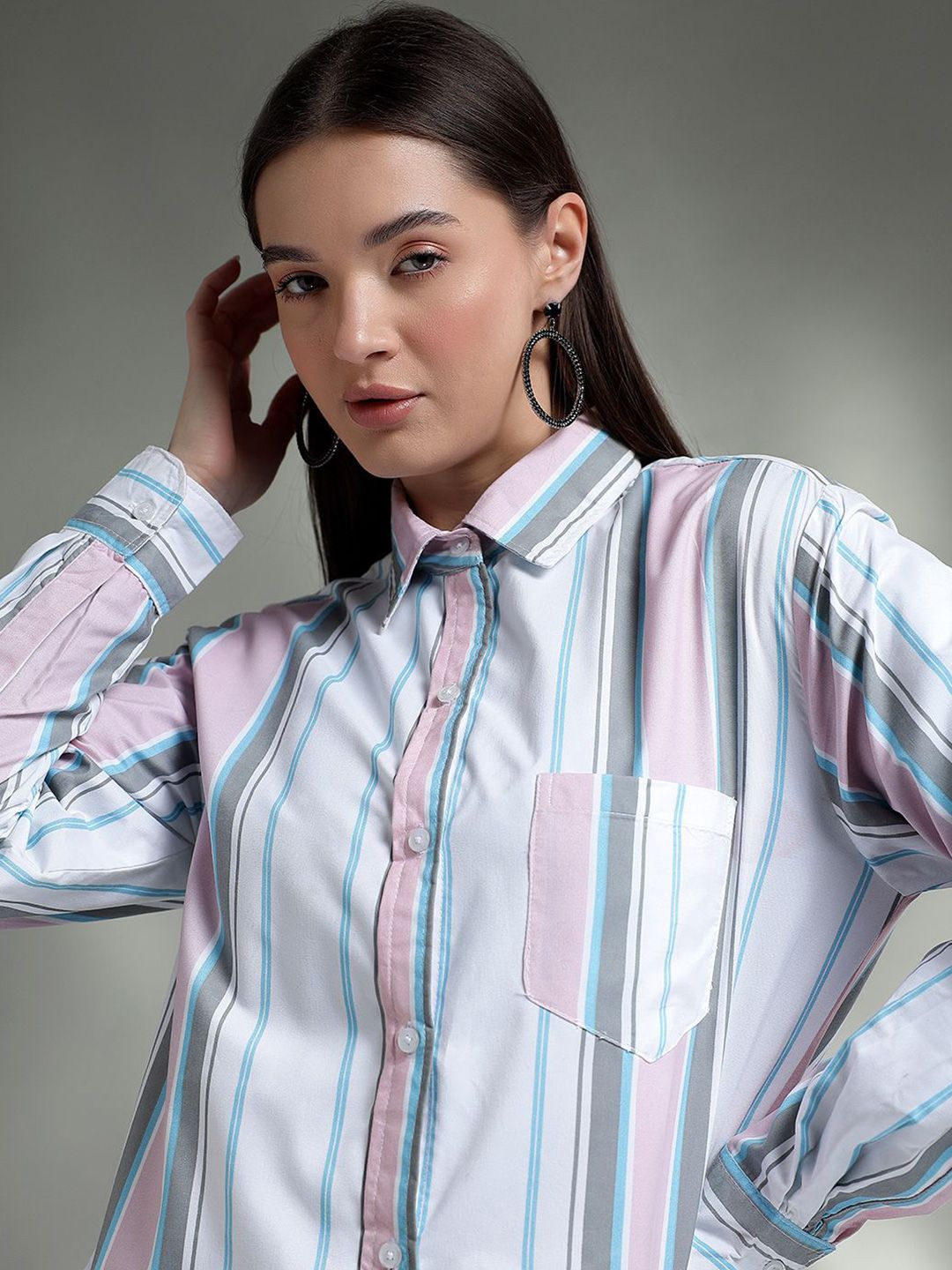 Kotty Women Spread Collar Graphic Printed Cotton Casual Shirt