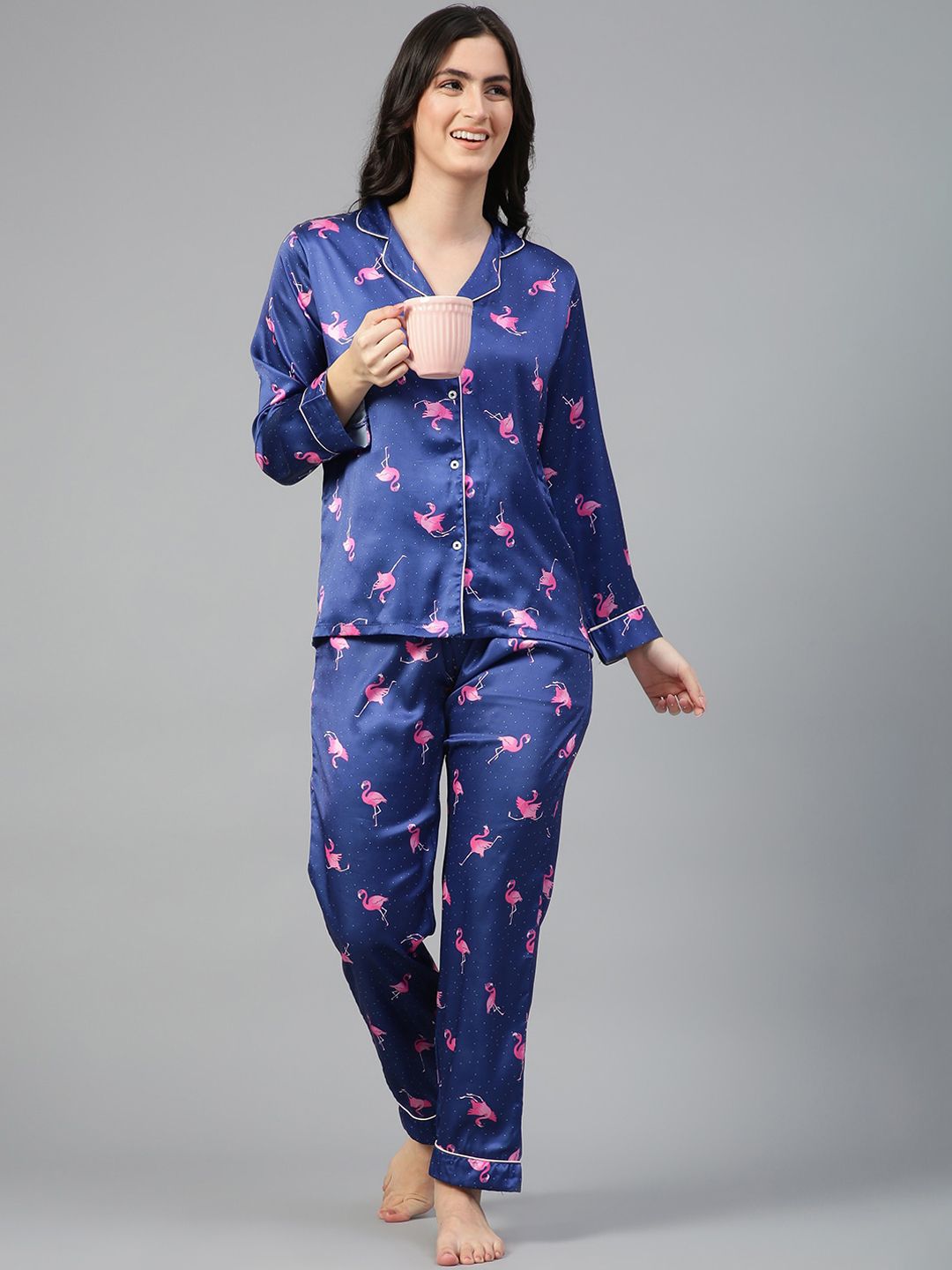Kotty Conversational Printed Satin Night Suit