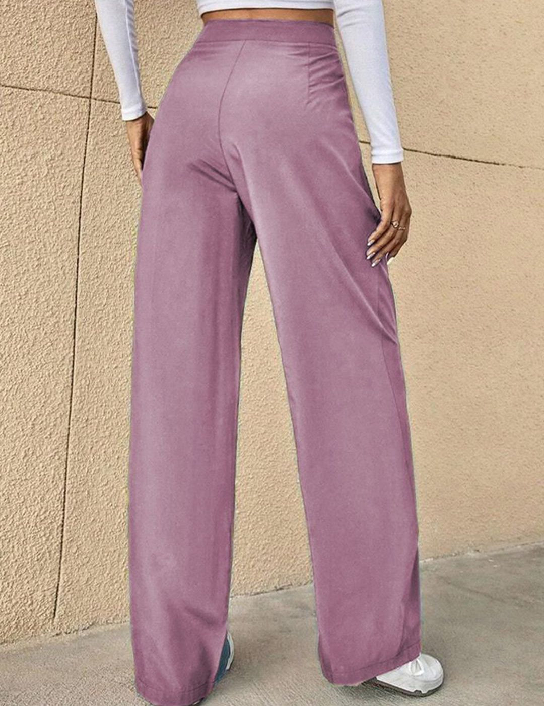KOTTY BIZwear Women Straight Fit High-Rise Easy Wash Pleated Trousers