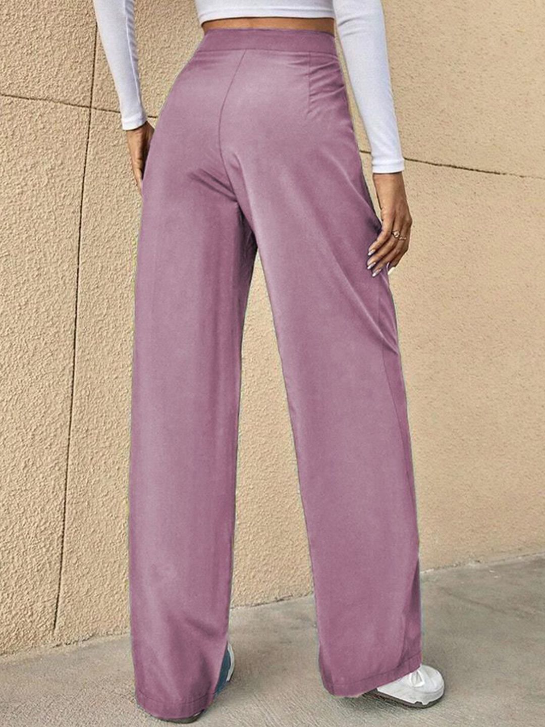 KOTTY BIZwear Women Straight Fit High-Rise Easy Wash Pleated Trousers