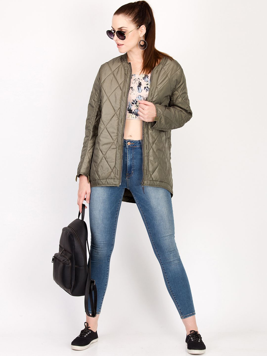 Kotty Women Brown Solid Insulator Longline Quilted Jacket