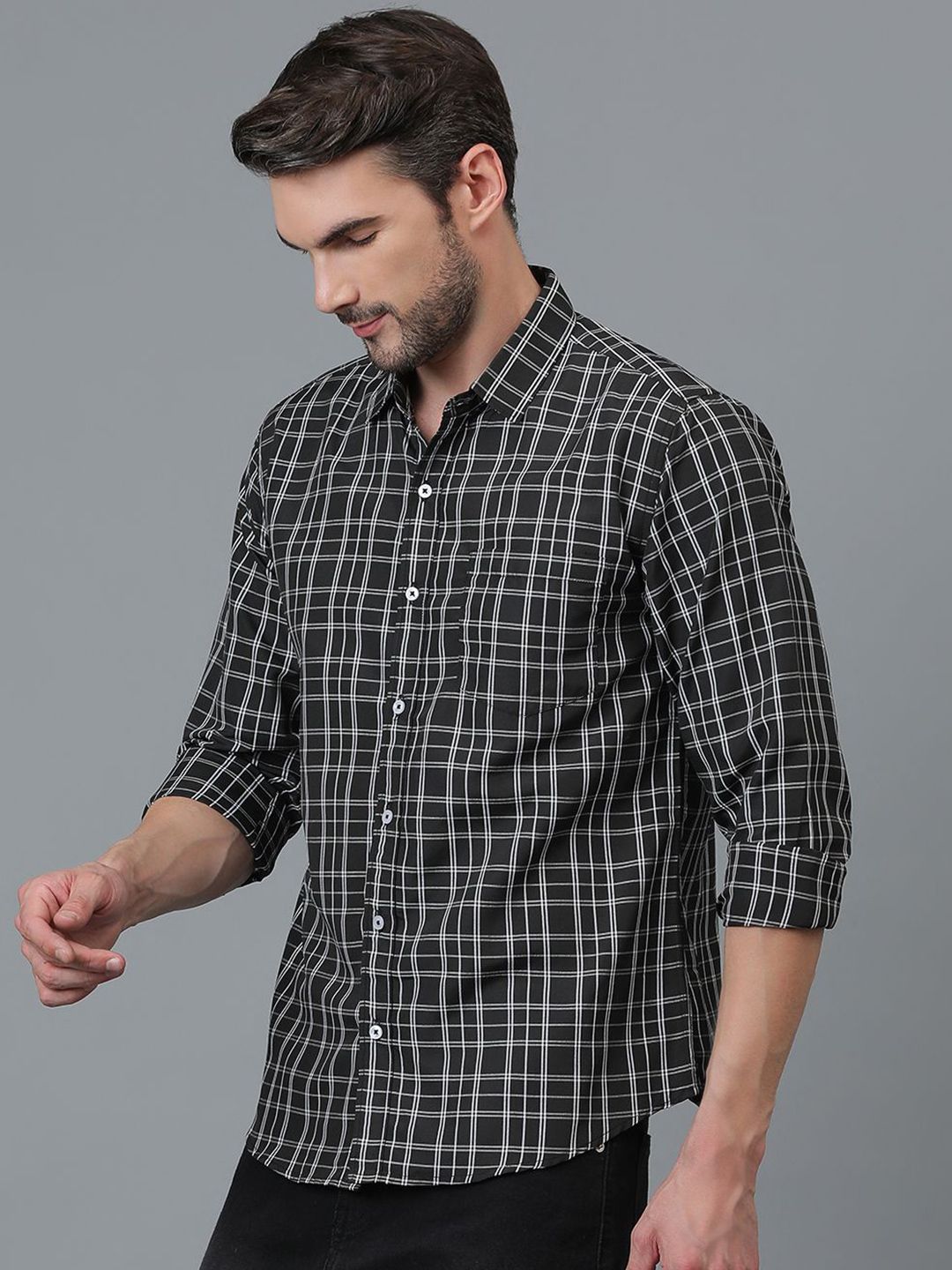 Kotty New Checked Spread Collar Casual Shirt