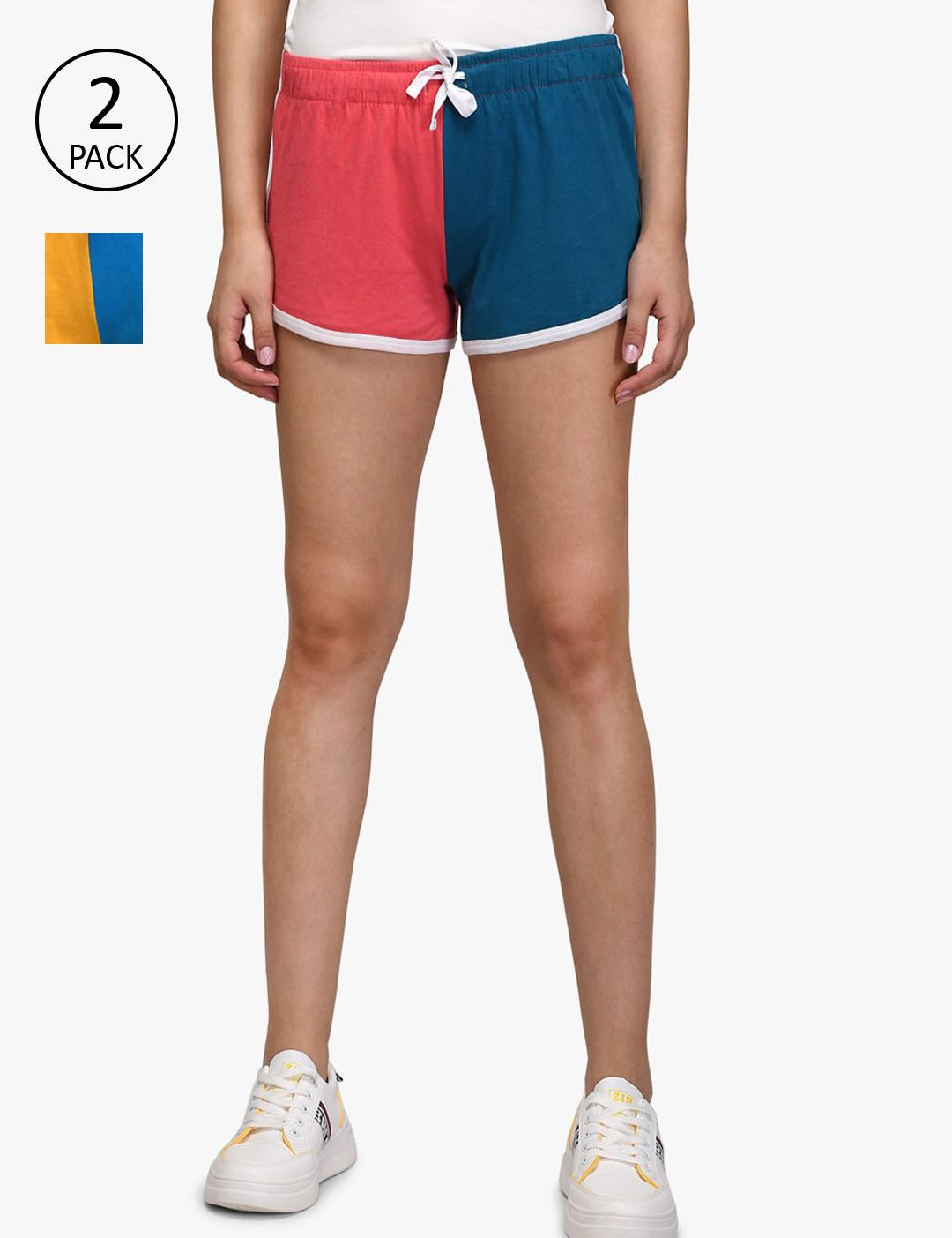 Kotty Women Pack Of 2 Colourblocked Lounge Shorts