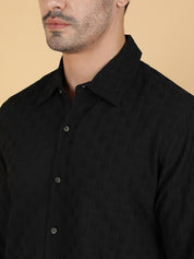 Kotty Men Relaxed Spread Collar Textured Casual Shirt