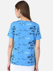 Kotty Women Pack of 2 White & Blue Printed Round Neck T-shirts