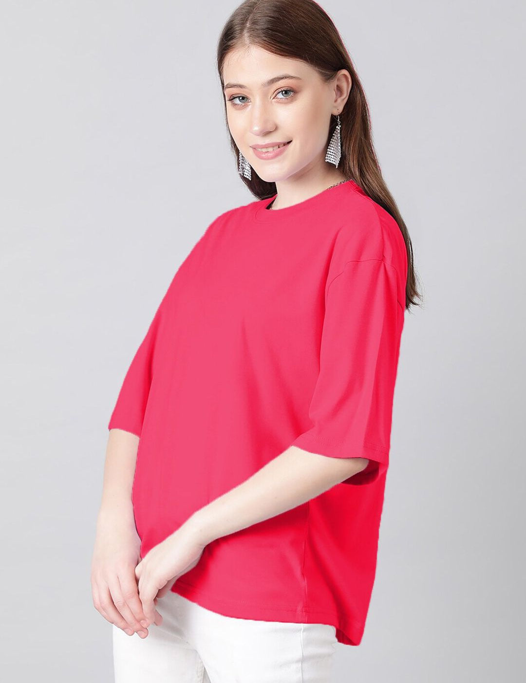 KOTTY Basics Basics Round Neck Drop-Shoulder Sleeves Oversized T-shirt