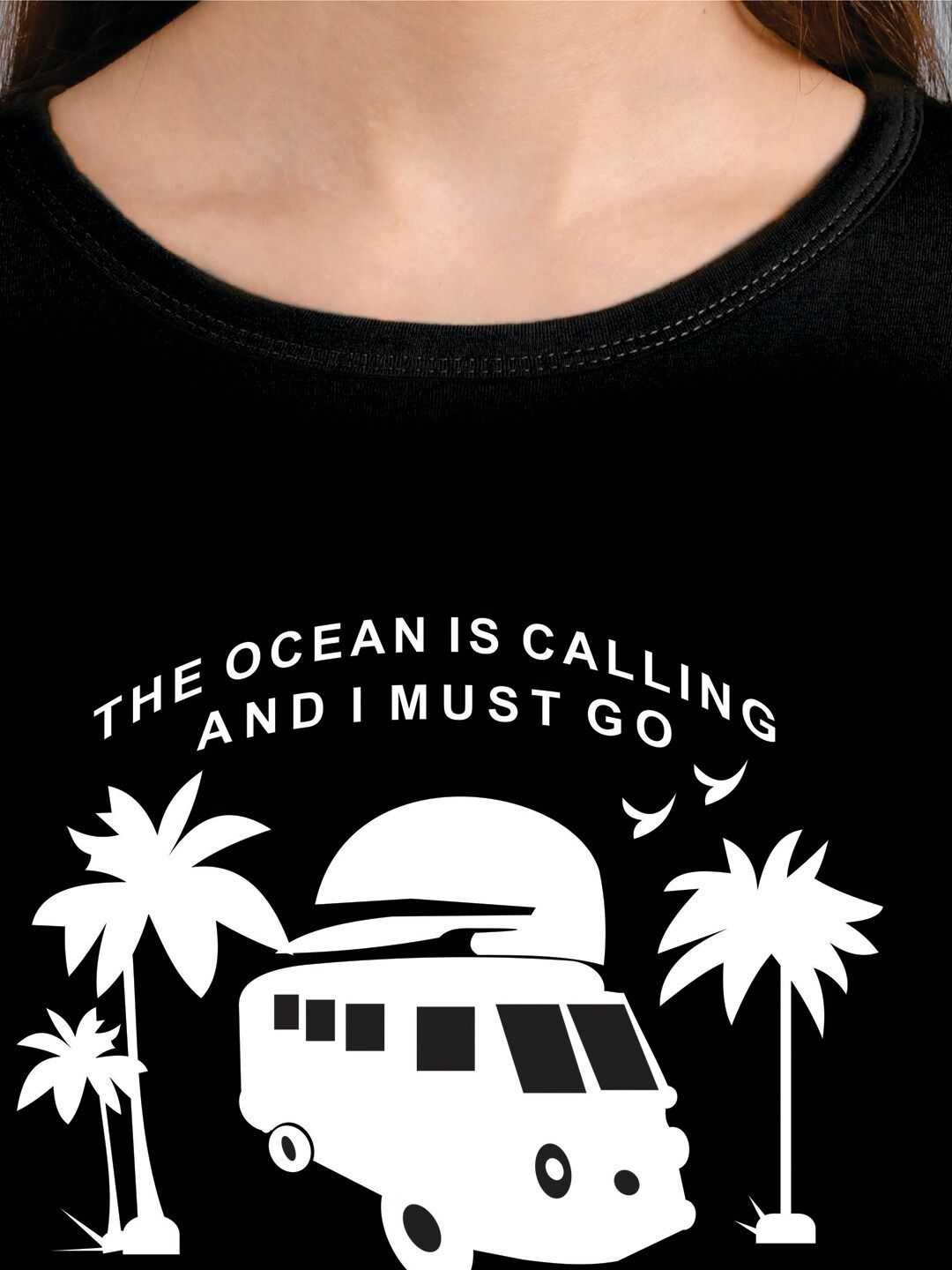 Kotty Women Black Printed Round Neck T-shirt