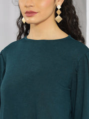 Kotty Green Round Neck Satin Top