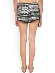 Kotty Women Black & White Printed Lounge Shorts KTTSLEEPSHORTS180