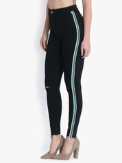 Kotty Women Black Skinny Fit High-Rise Slash Knee Jeans