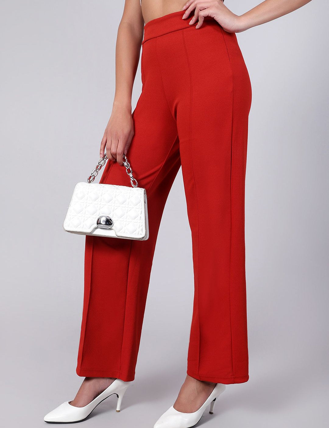 Kotty Women Pack Of 2 Straight Fit High-Rise Easy Wash Trousers