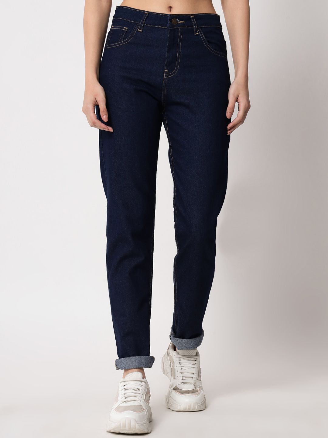 Kotty Women Blue Cotton Slim Fit Jeans