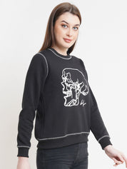 Kotty Women Black Printed Sweatshirt