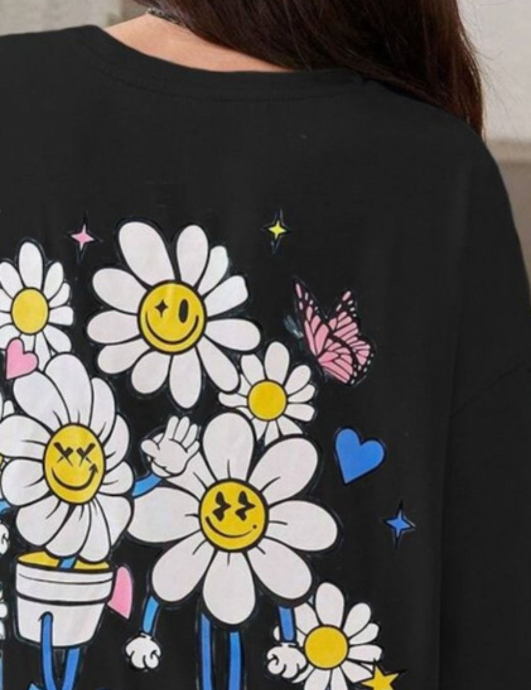 Kotty Girls Graphic Printed Round Neck Cotton Oversized T-shirt