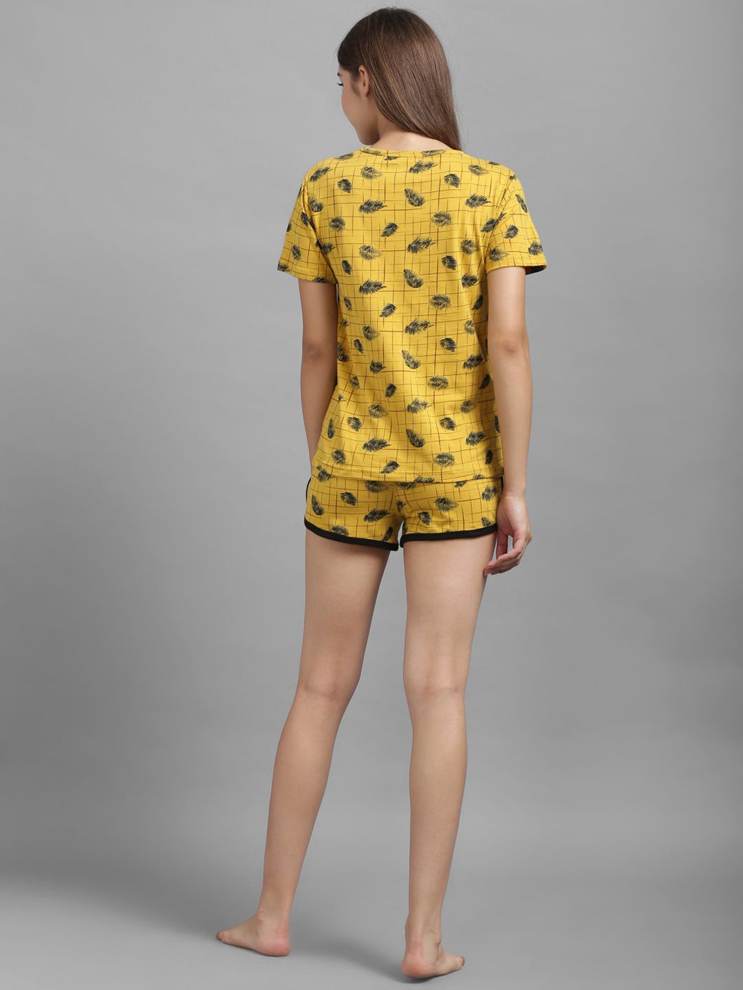 Kotty Women Yellow Printed Night suit