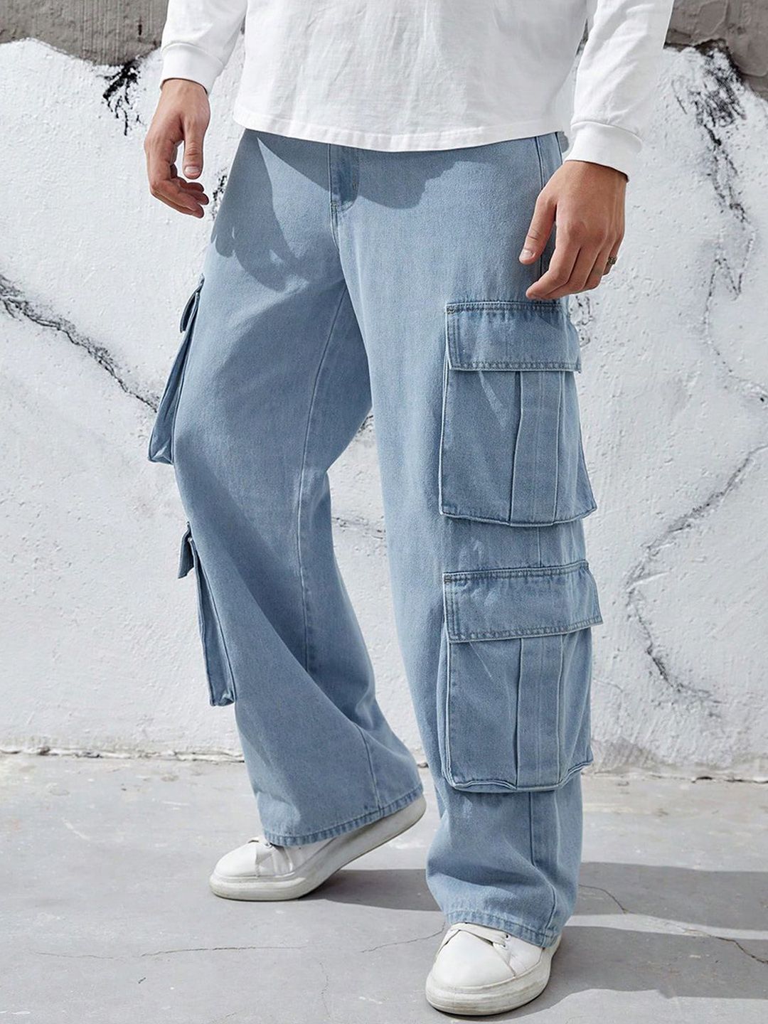 Kotty Men Relaxed Fit Low-Rise Stretchable Cargo Jeans