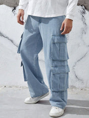 Kotty Men Relaxed Fit Low-Rise Stretchable Cargo Jeans