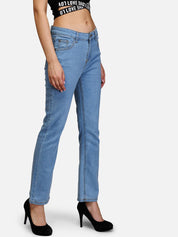 Kotty Women Blue Straight Fit High-Rise Clean Look Jeans