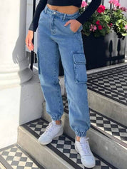 Kotty Women Blue Jean High-Rise Stretchable Jogger