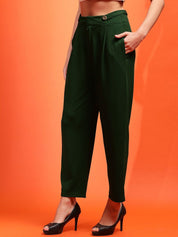 Kotty Women Relaxed High-Rise Easy Wash Pleated Peg Trousers