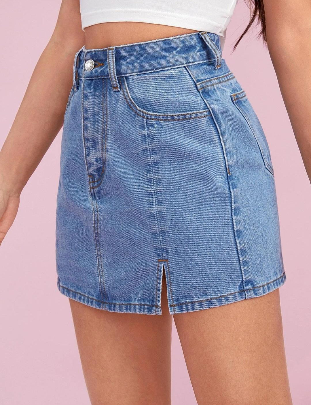 Kotty Denim Straight Mini Skirt