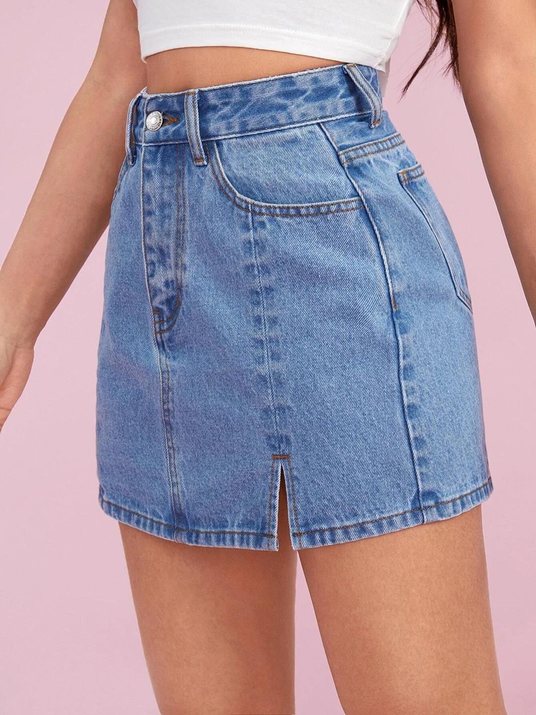 Kotty Denim Straight Mini Skirt