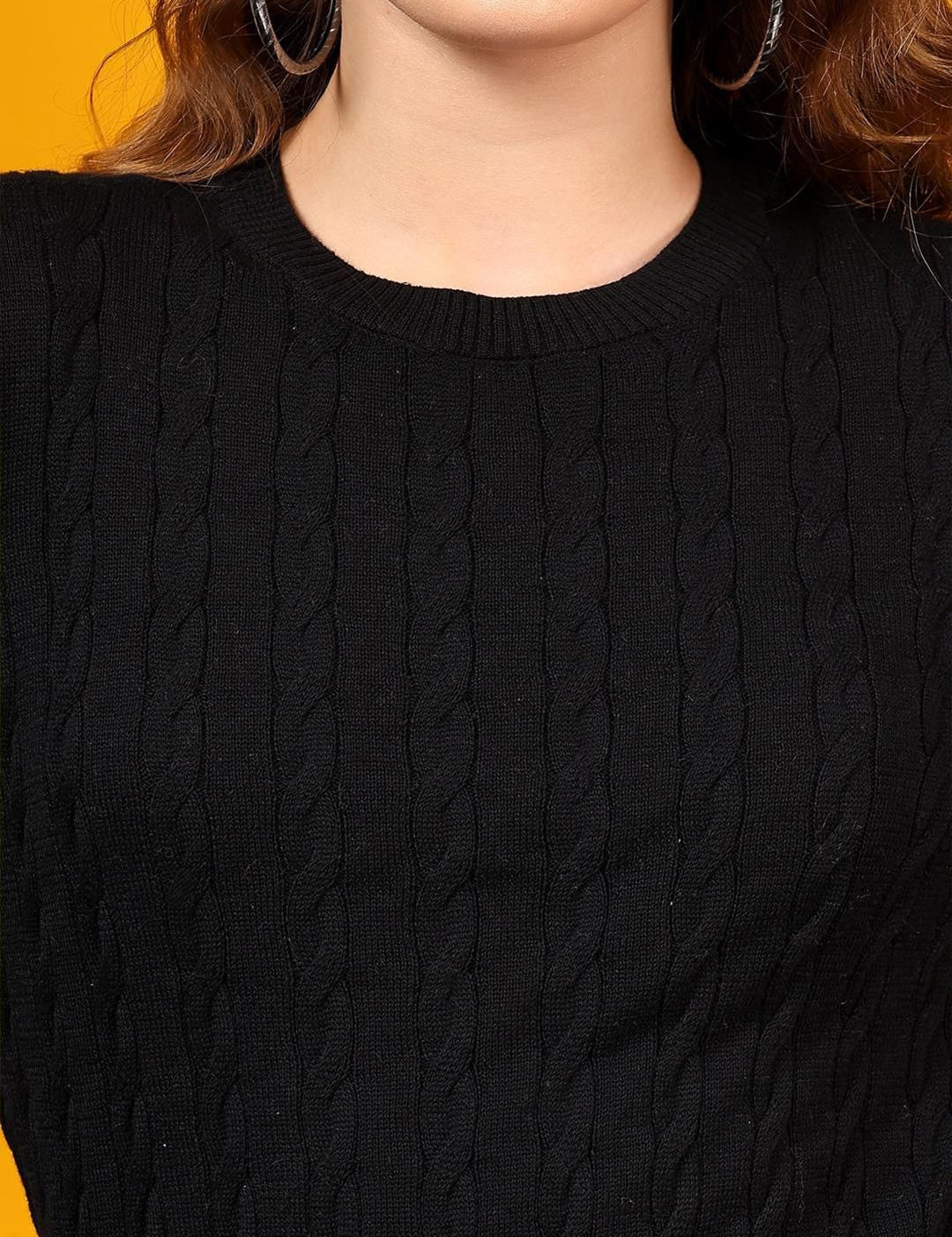 Kotty Women Self Design Cable Knit Pullover Sweaters