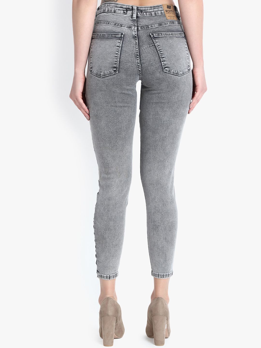 Kotty Women Grey Skinny Fit High-Rise Clean Look Stretchable Jeans