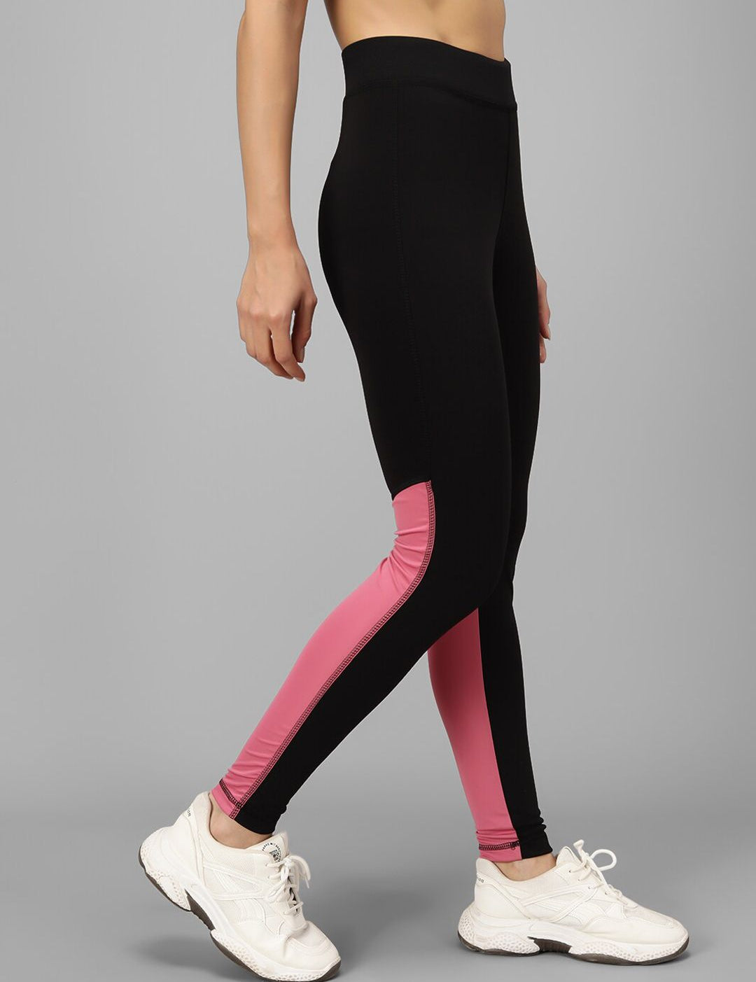 Kotty Women Black & Pink Colourblocked Tights