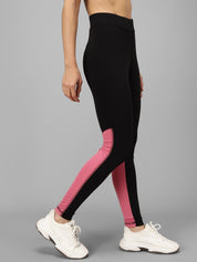 Kotty Women Black & Pink Colourblocked Tights