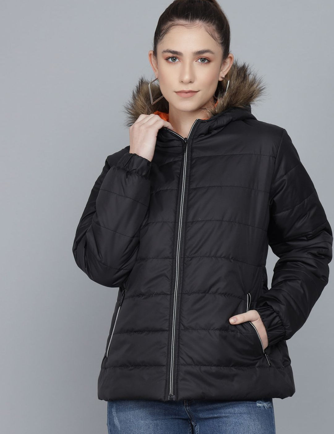 Kotty Women Black Parka Jacket