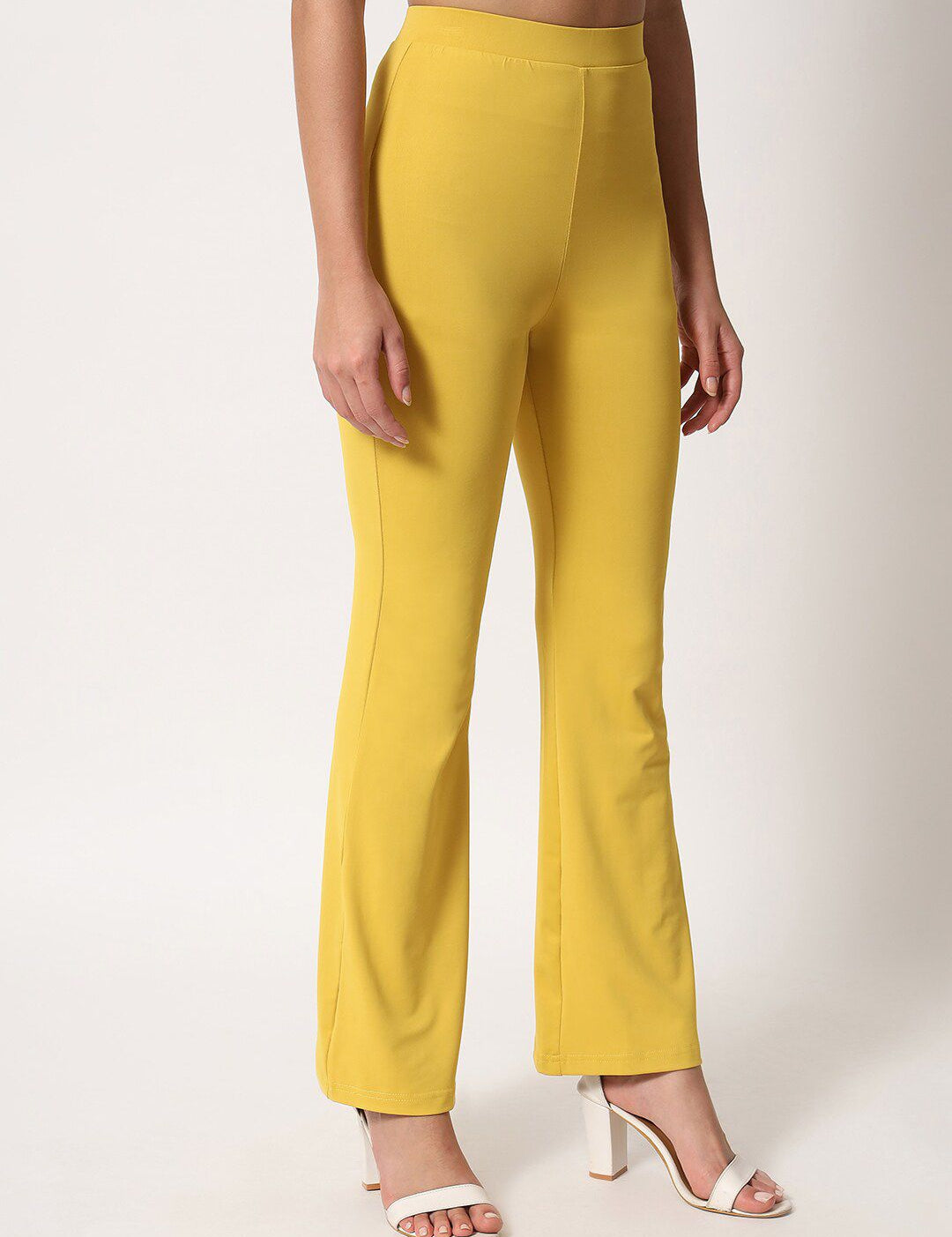 Kotty Women Yellow Relaxed Straight Leg High-Rise Easy Wash Trouser