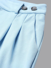 Kotty Women Blue Relaxed Straight Leg High-Rise Easy Wash Pleated Parallel Trousers