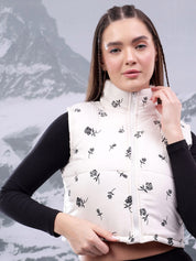 Kotty Women Floral Insulator Sleeveless Crop Puffer Jacket