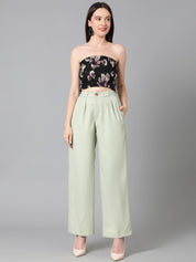 Kotty Women Relaxed Straight Leg Easy Wash Pleated Straight Fit Parallel Trousers