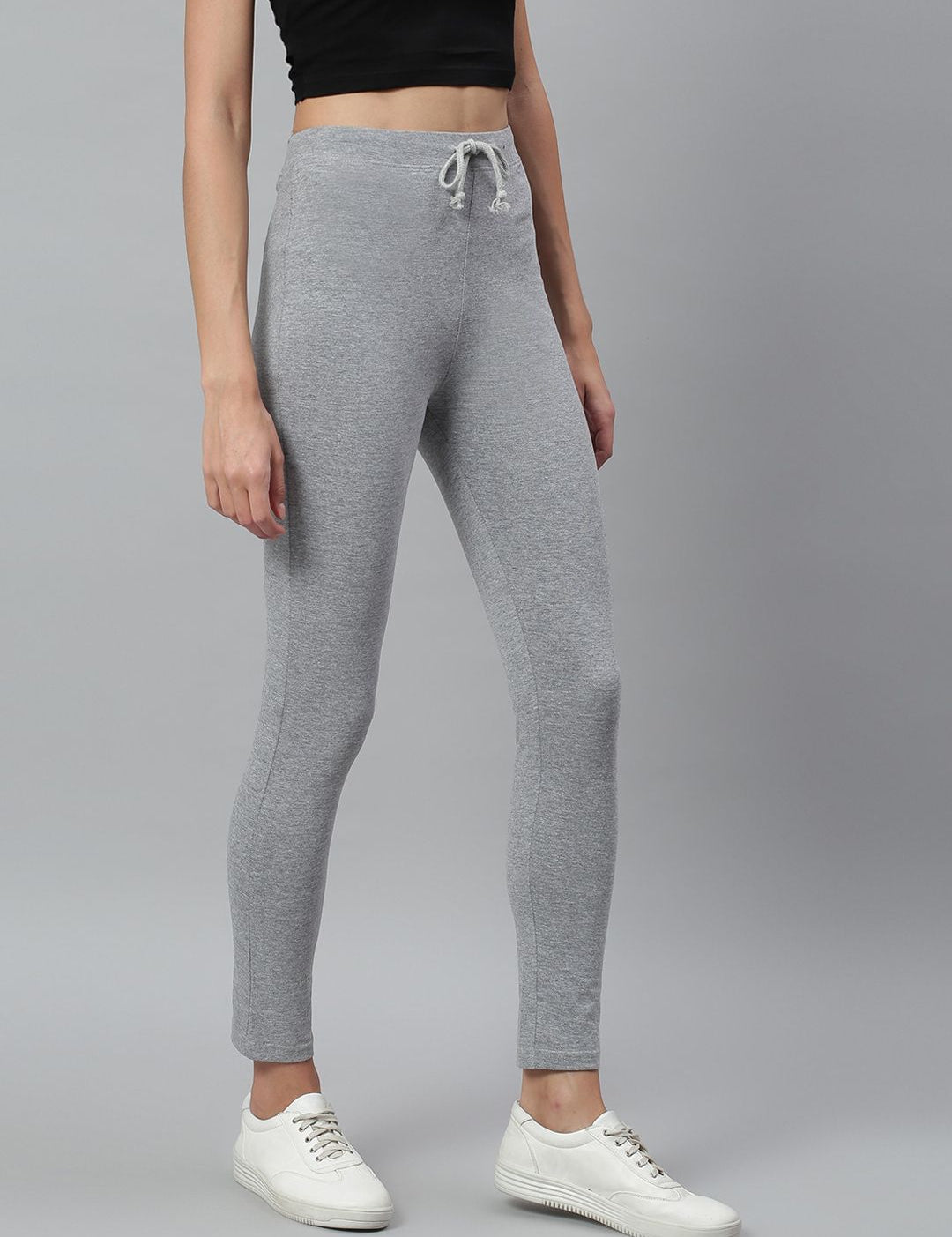 Kotty Women Grey Melange Solid Straight Fit Track Pants