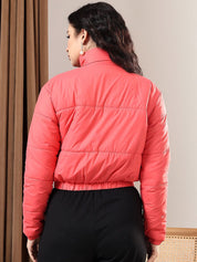 Kotty Women Mock Collar Solid Casual Puffer Insulator Jacket