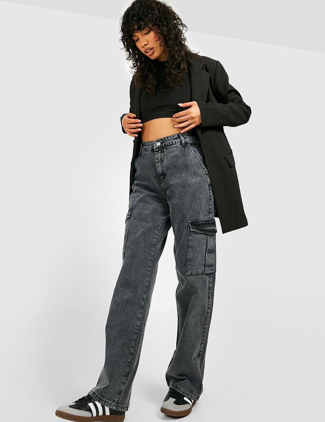 Kotty Women Grey Jean Straight Fit High Rise Light Fade Clean Look Stretchable Jeans