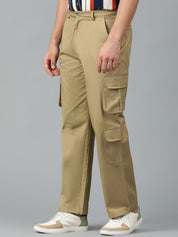 Kotty Men Relaxed Low-Rise Easy Wash Cargos Trousers