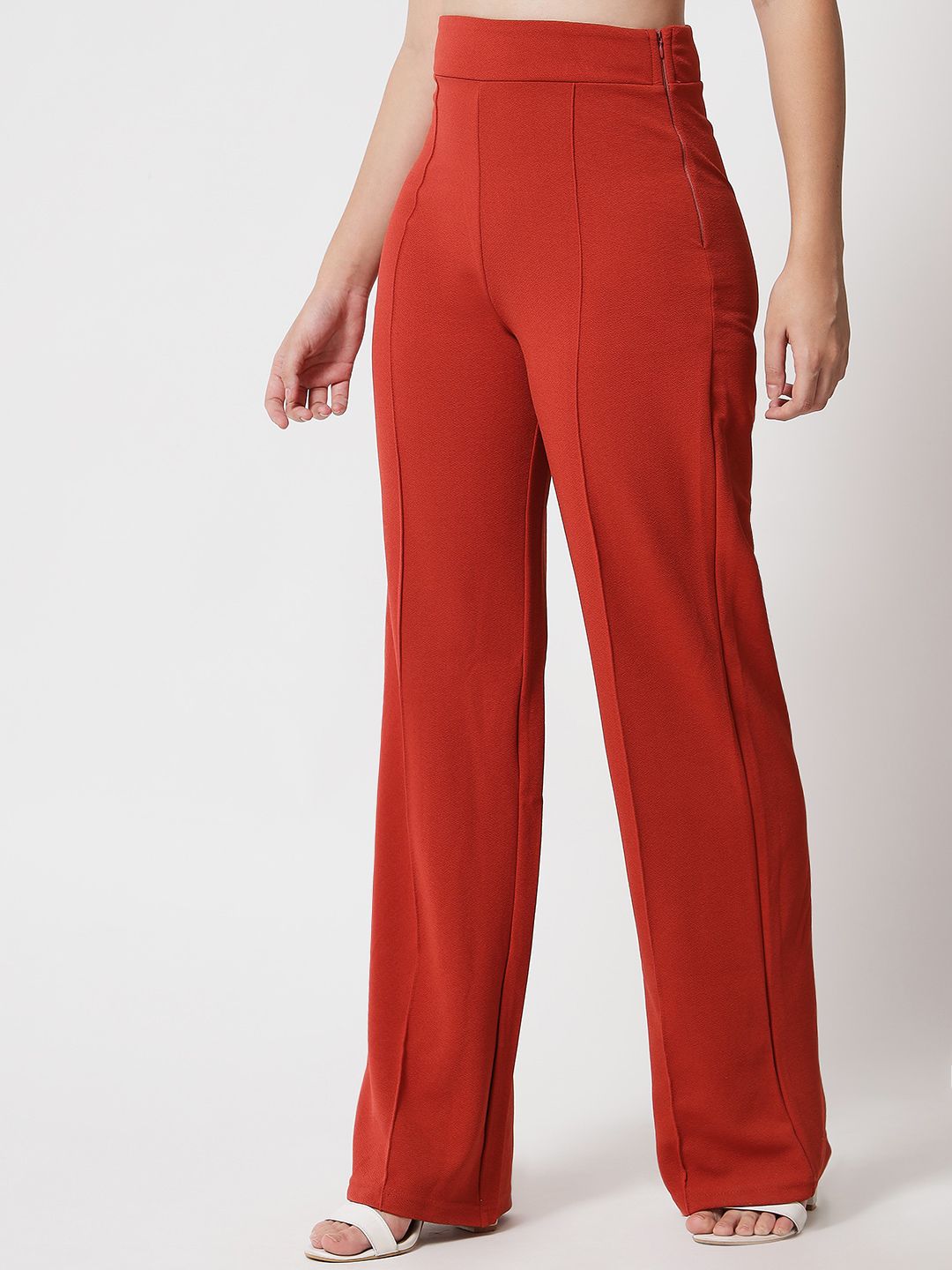 Kotty Women Pack Of 2 Relaxed Straight Leg Fit High-Rise Easy Wash Trousers