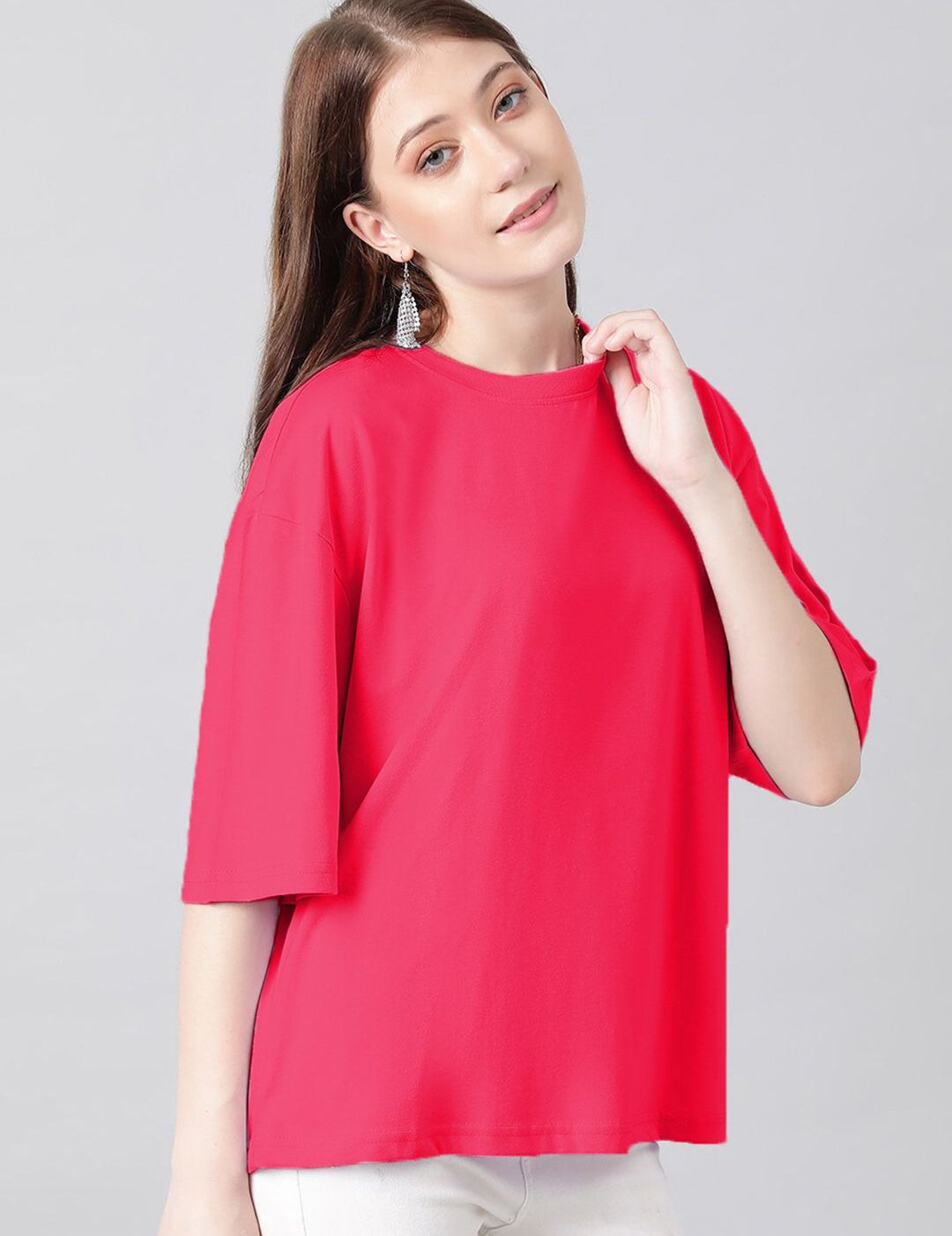 KOTTY Basics Basics Round Neck Drop-Shoulder Sleeves Oversized T-shirt