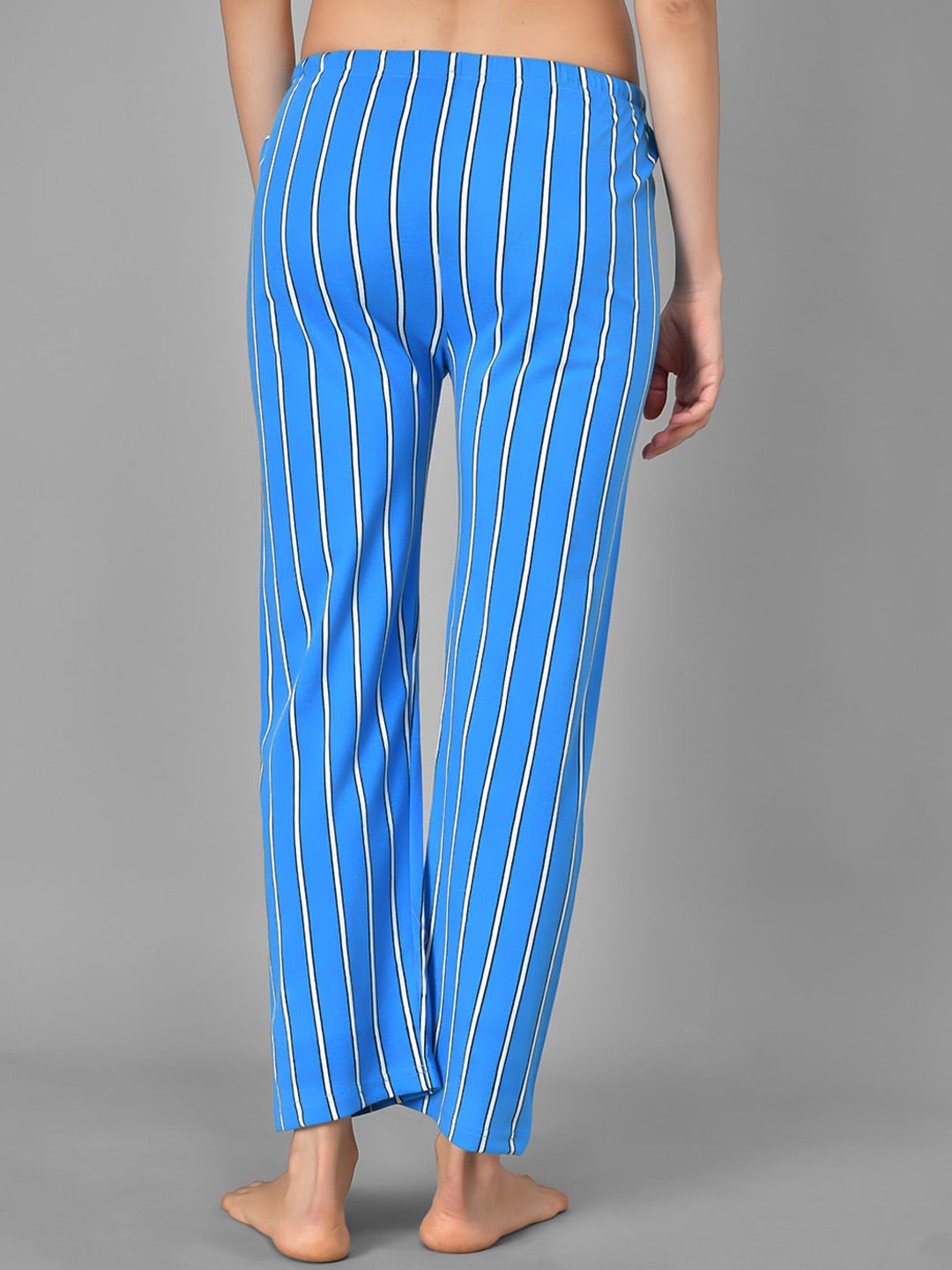 Kotty Women Blue & White Striped Night Suit