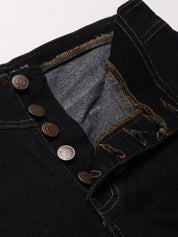 Kotty Women Navy Blue Flared High-Rise Stretchable Cropped Jeans